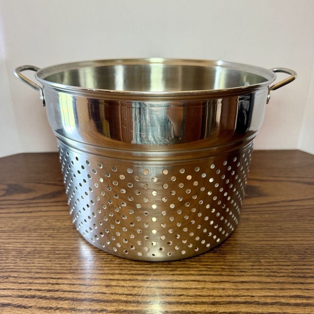 Stainless Steel Pasta Pot Steamer Insert Strainer 10" Stock Pot w Handles